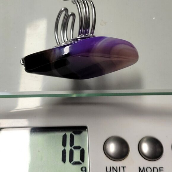 Purple Agate Ring Adjustable Band Handmade Semi Precious Ring - Picture 8 of 8